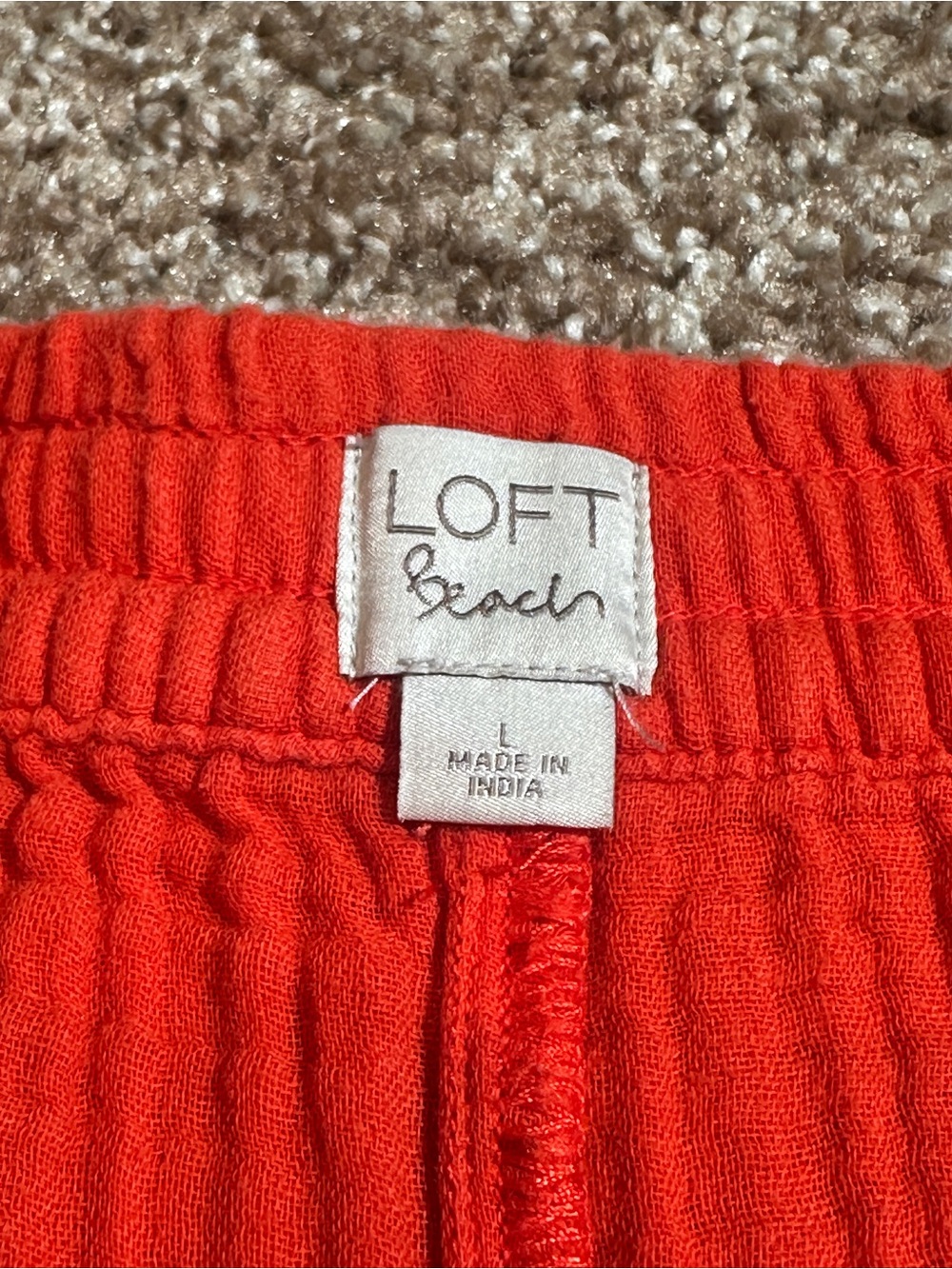 LOFT Red Waffle Drawstring Shorts - Picture 6 of 10